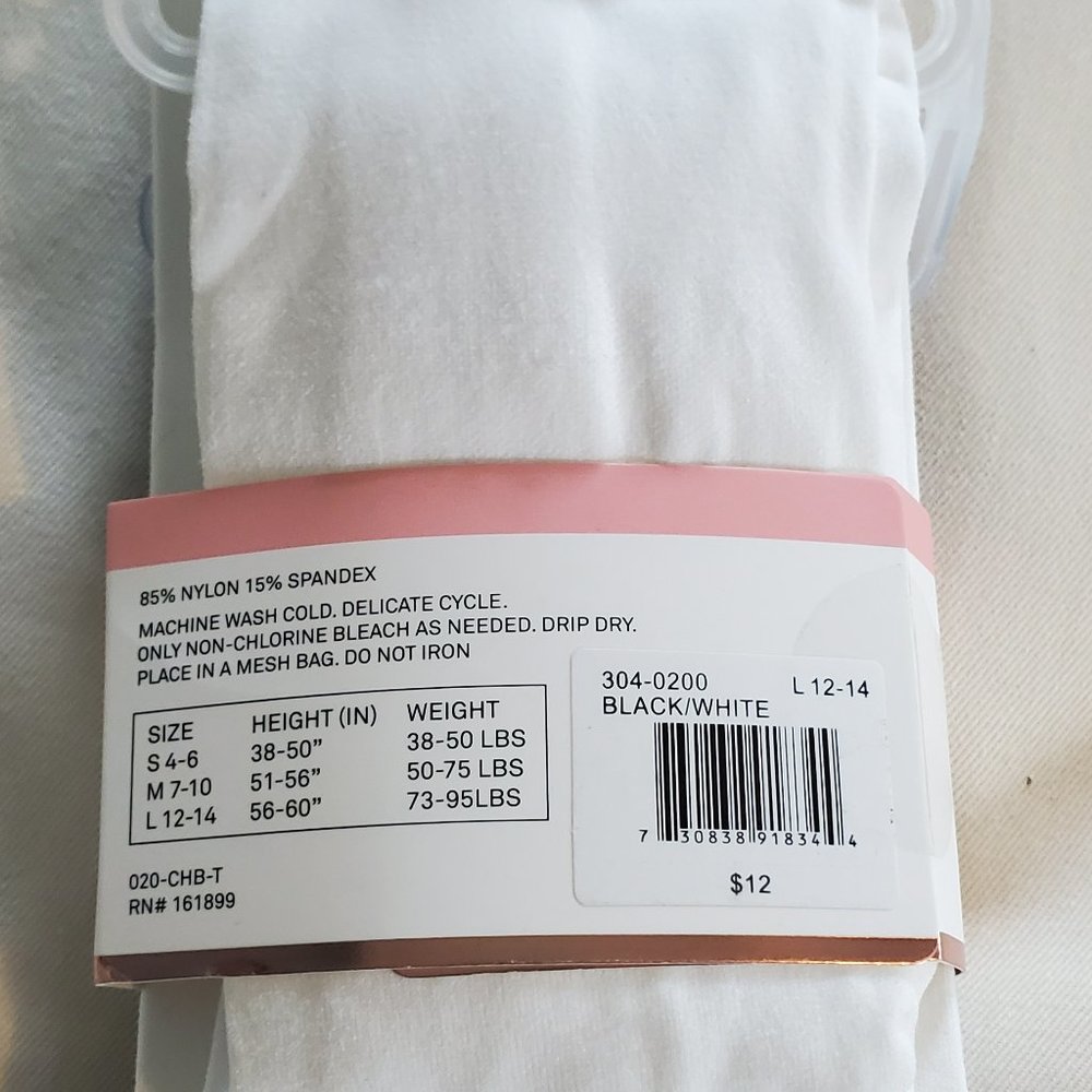 black and white girls tights. 2 pairs